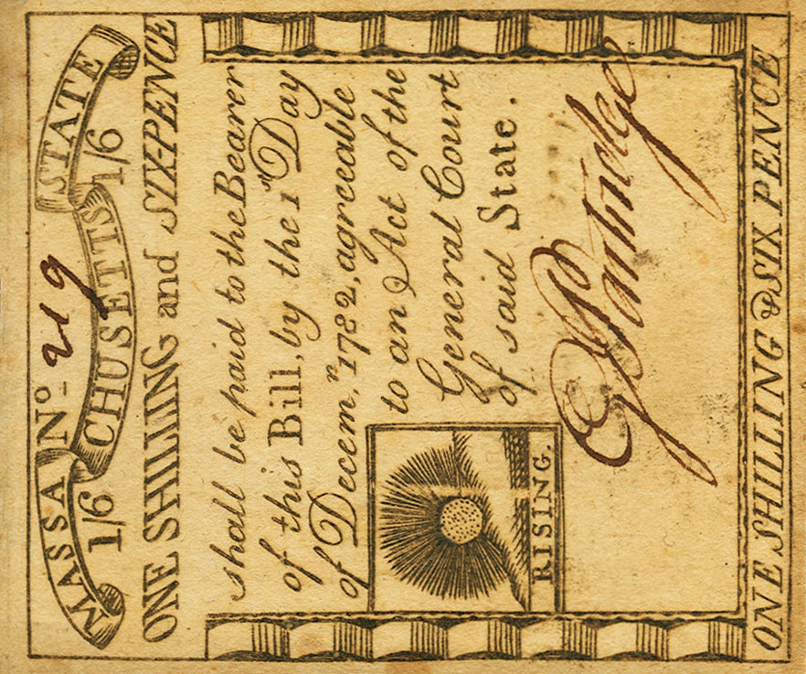 Front of United States pS1325: 1 Shilling from 1779