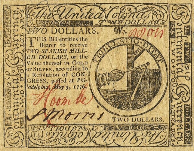 Front of United States pS132: 2 Dollars from 1776