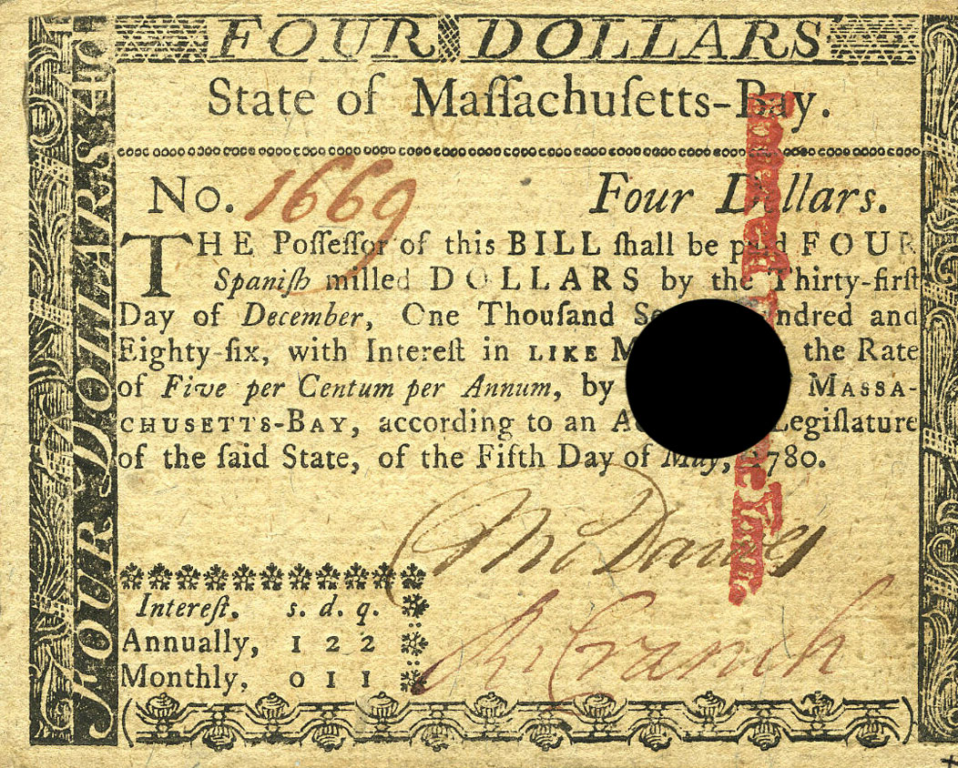 Front of United States pS1339: 4 Dollars from 1780