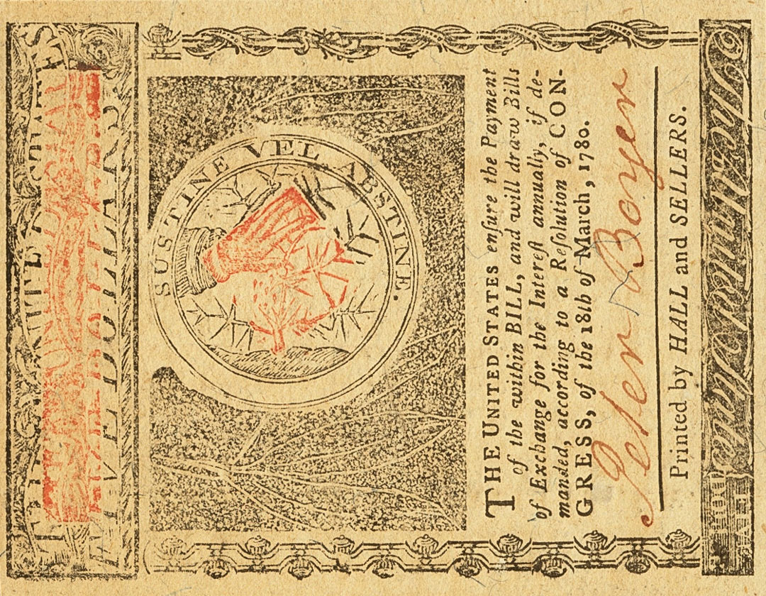 Back of United States pS1340: 5 Dollars from 1780
