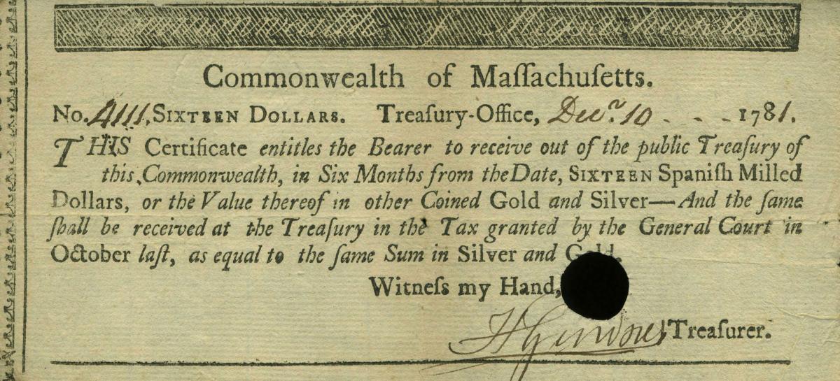 Front of United States pS1347: 16 Dollars from 1781