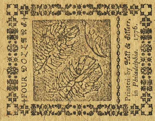 Back of United States pS134: 4 Dollars from 1776