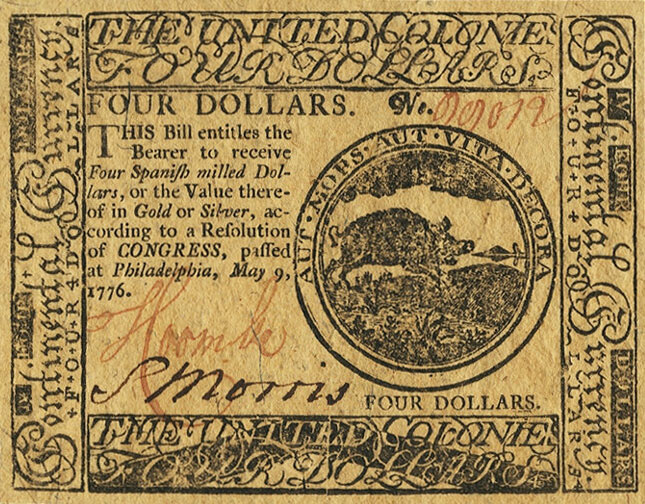 Front of United States pS134: 4 Dollars from 1776