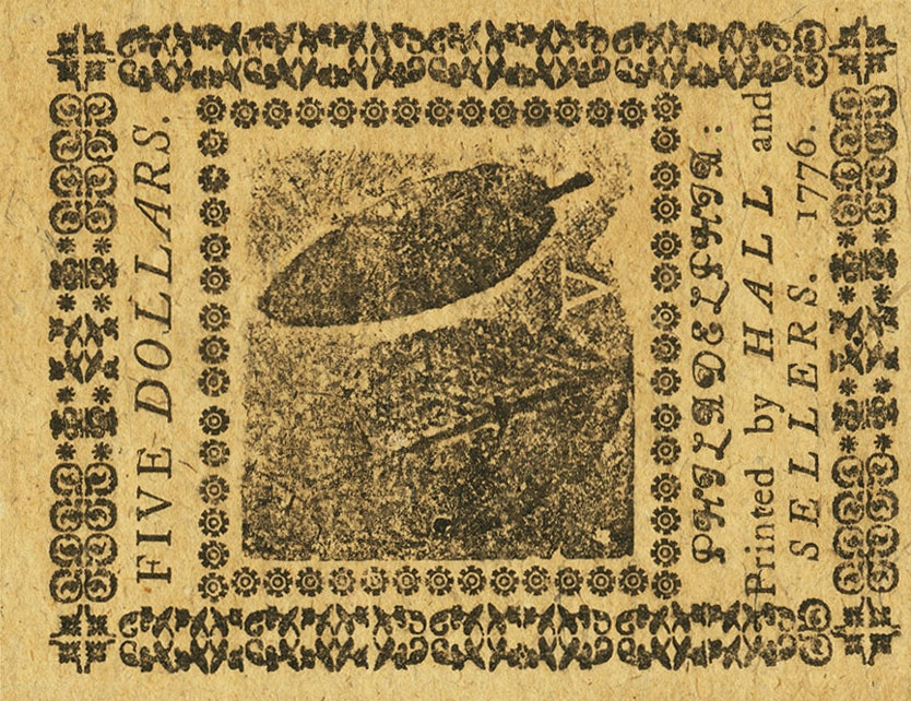 Back of United States pS135: 5 Dollars from 1776