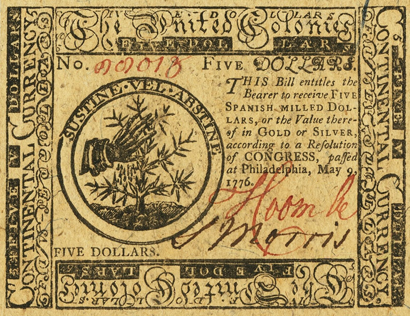 Front of United States pS135: 5 Dollars from 1776