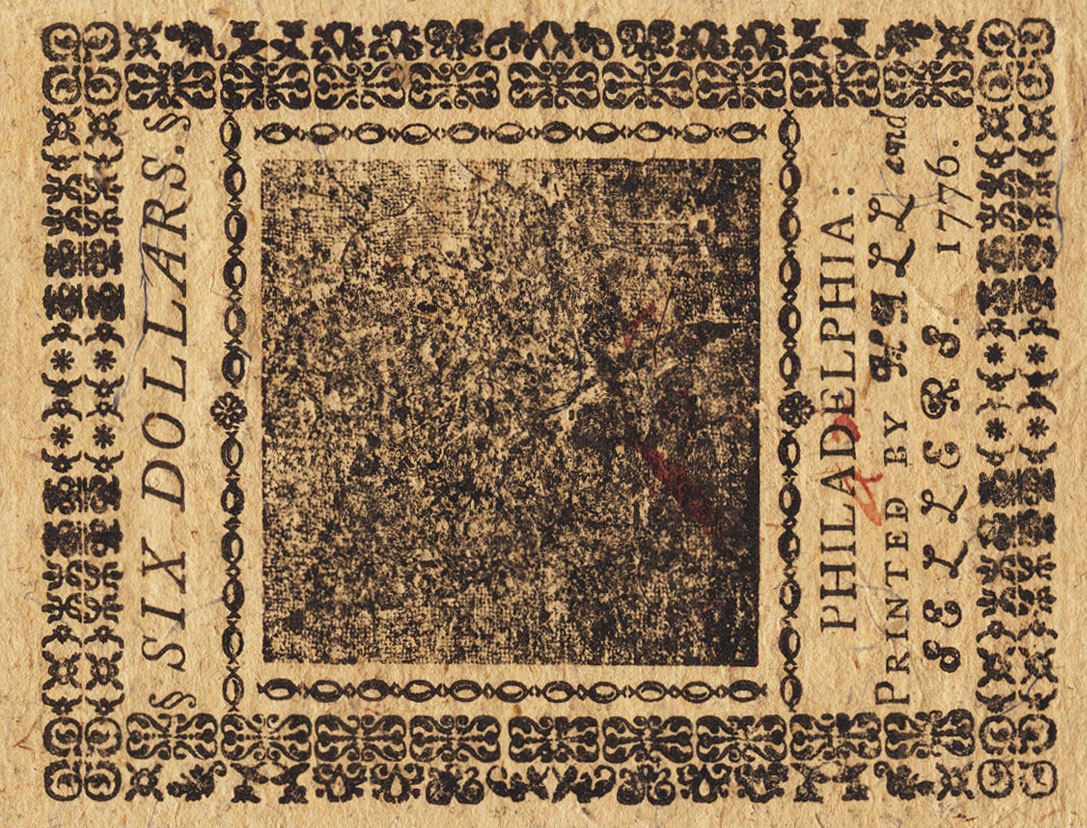 Back of United States pS136: 6 Dollars from 1776