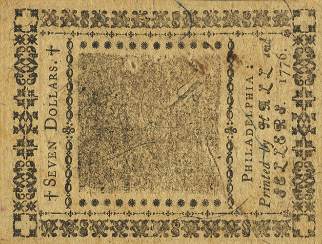 Back of United States pS137: 7 Dollars from 1776