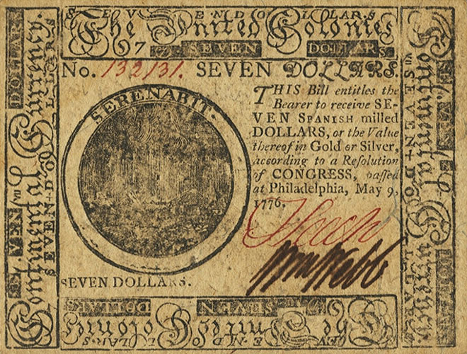 Front of United States pS137: 7 Dollars from 1776