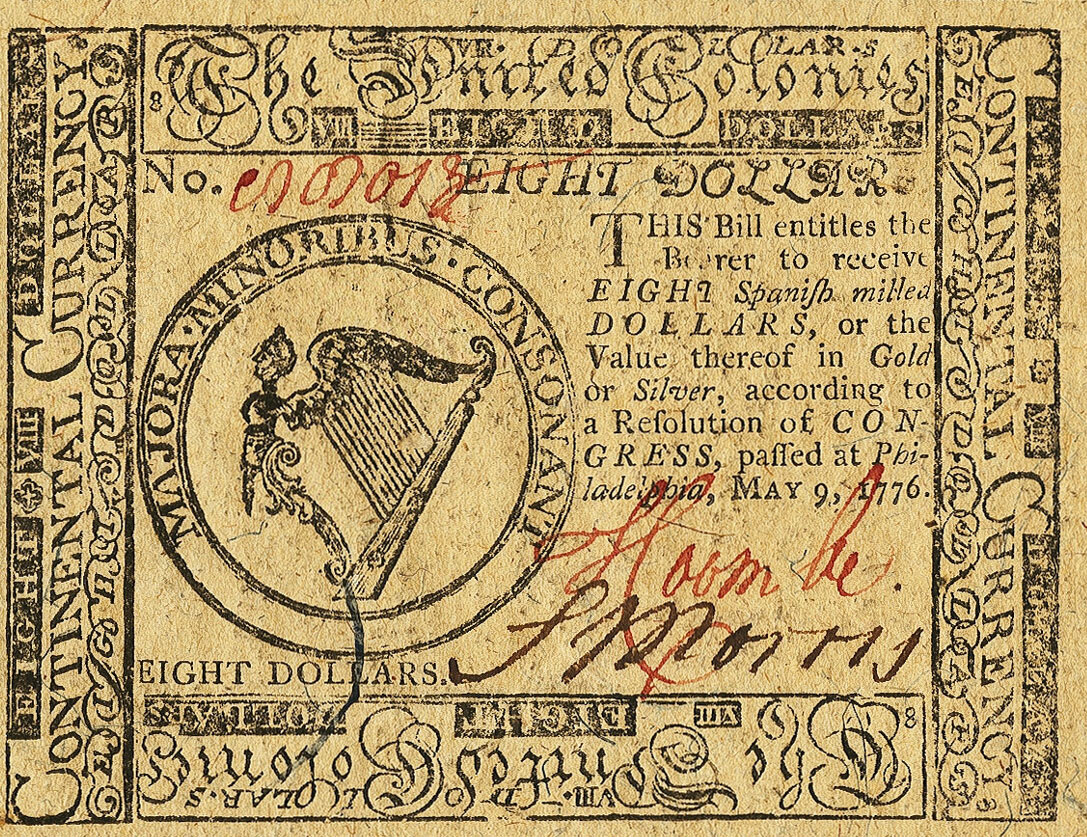 Front of United States pS138: 8 Dollars from 1776