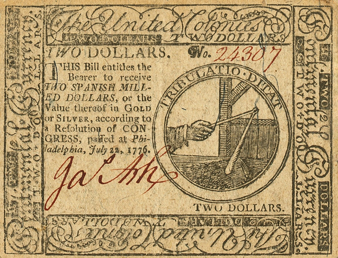 Front of United States pS139: 2 Dollars from 1776
