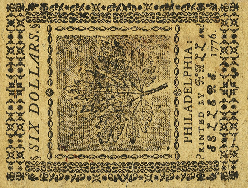 Back of United States pS143: 6 Dollars from 1776