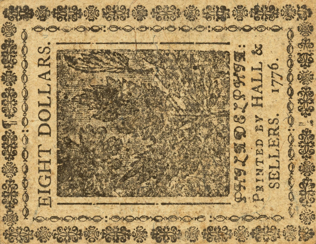 Back of United States pS145: 8 Dollars from 1776