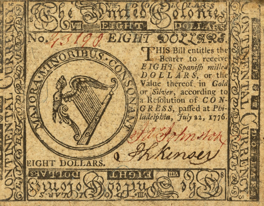 Front of United States pS145: 8 Dollars from 1776