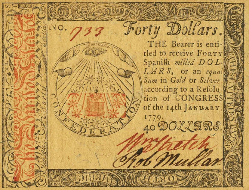 Front of United States pS147: 2 Dollars from 1776