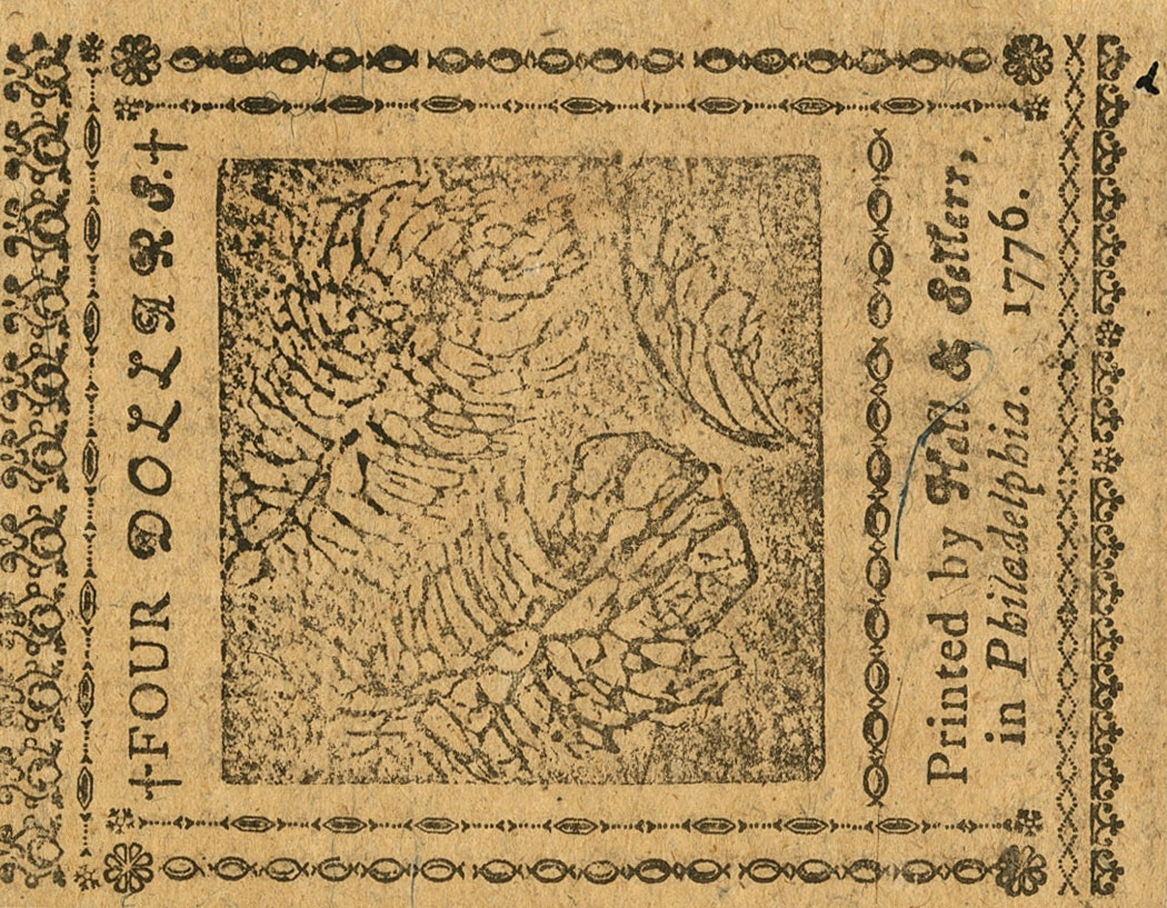 Back of United States pS149: 4 Dollars from 1776