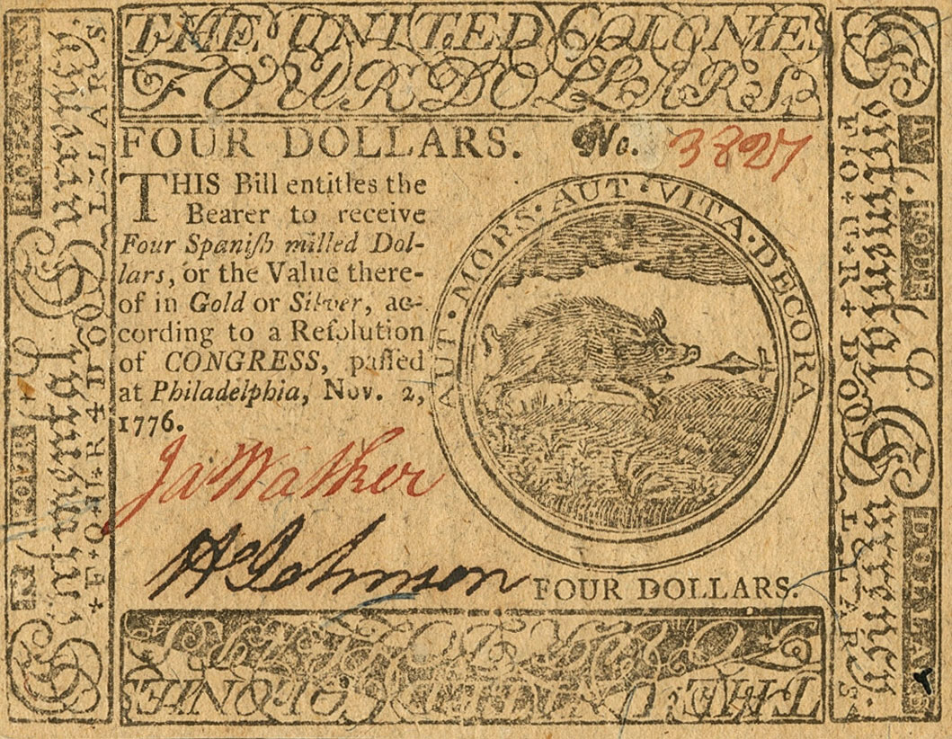 Front of United States pS149: 4 Dollars from 1776