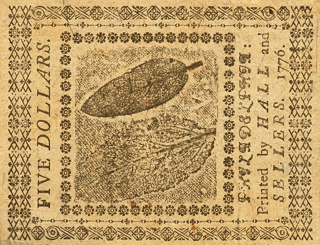 Back of United States pS150: 5 Dollars from 1776