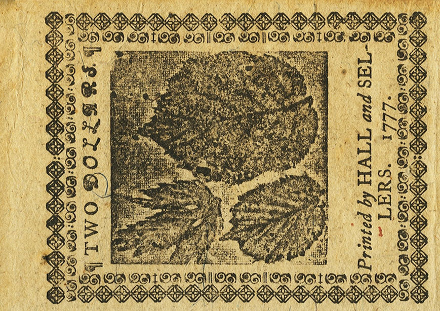 Back of United States pS155: 2 Dollars from 1777