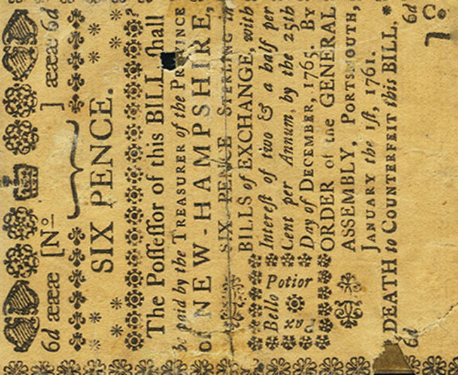 Front of United States pS1571: 6 Pence from 1761