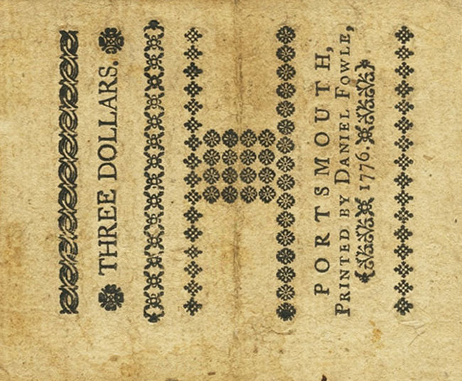 Back of United States pS1619: 3 Dollars from 1776