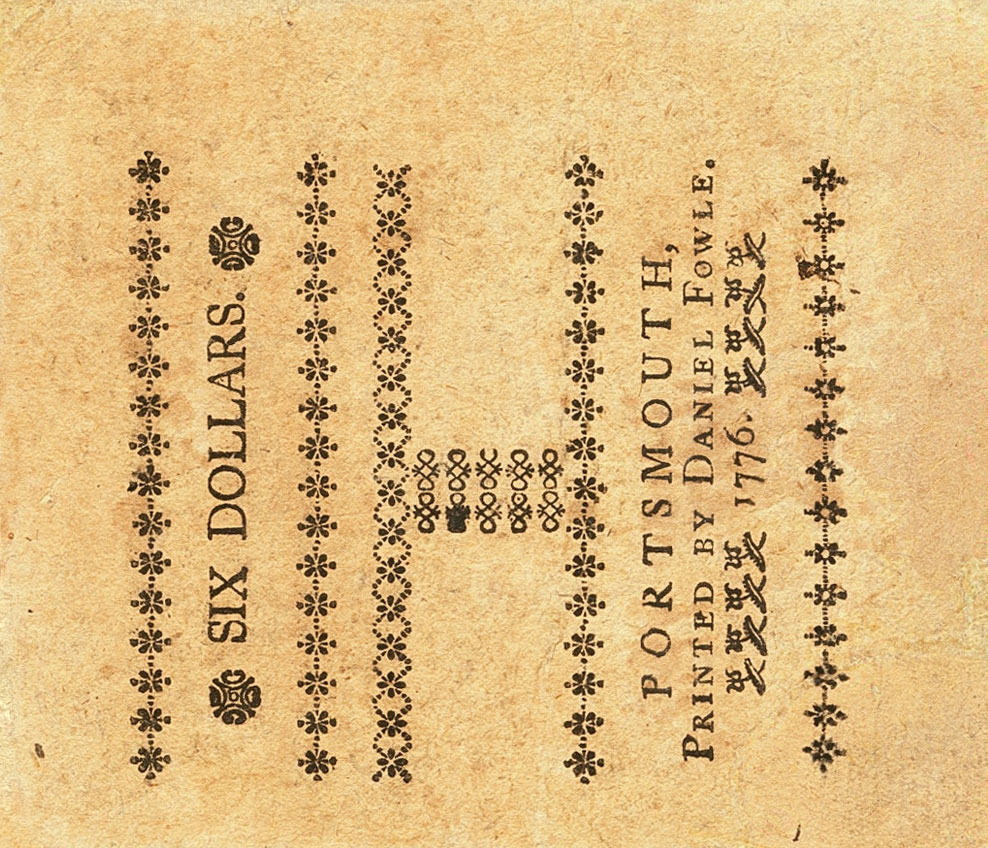 Back of United States pS1622: 6 Dollars from 1776