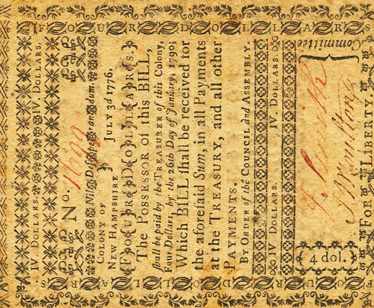 Front of United States pS1636: 4 Dollars from 1776