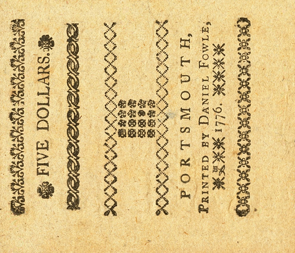 Back of United States pS1637: 5 Dollars from 1776