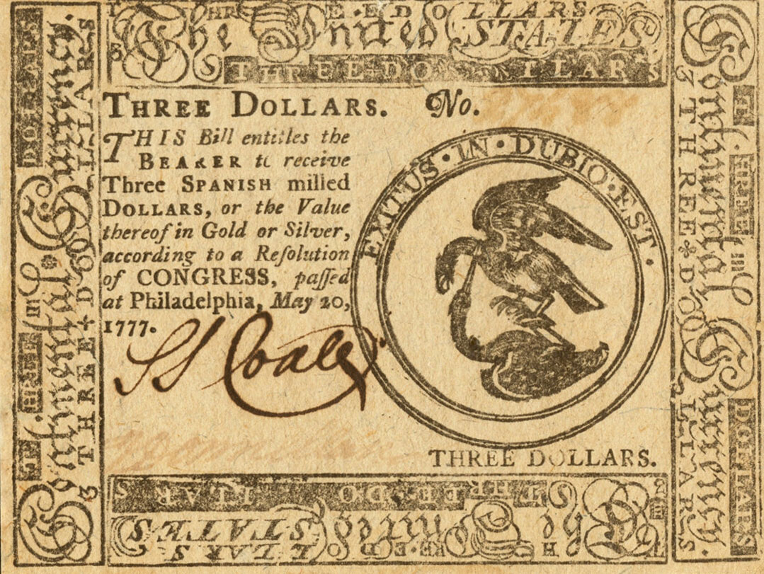Front of United States pS164: 3 Dollars from 1777