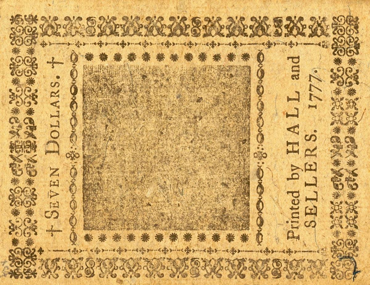 Back of United States pS168: 7 Dollars from 1777