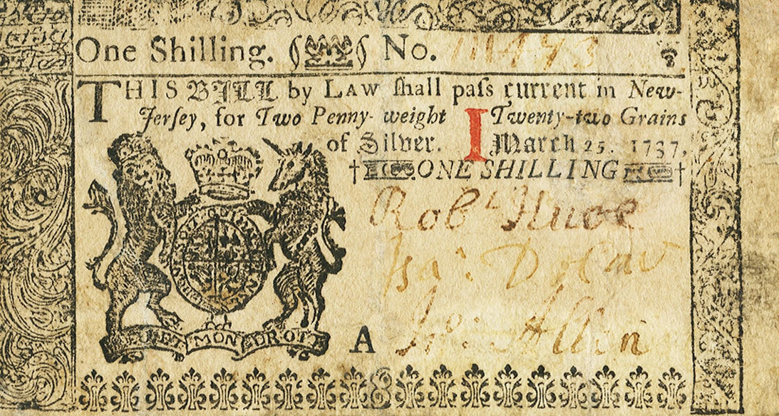 Front of United States pS1694: 1 Shilling from 1737