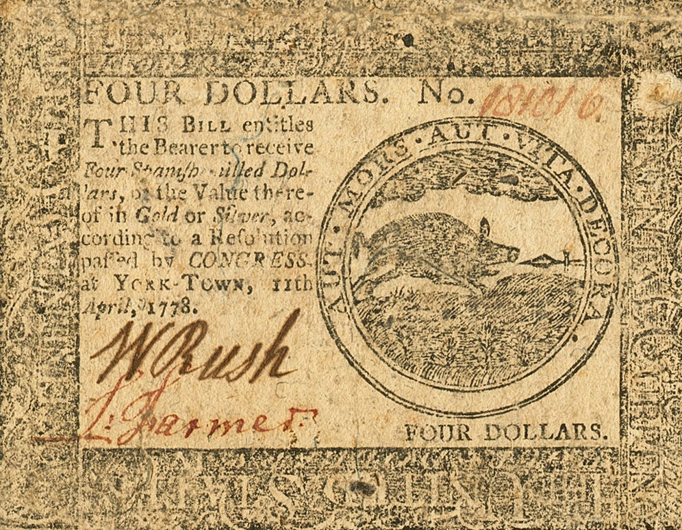 Front of United States pS171: 4 Dollars from 1778