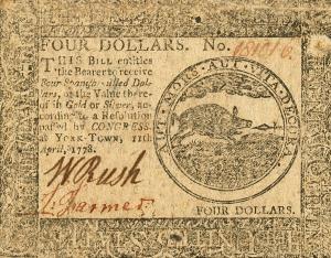 pS171 from United States: 4 Dollars from 1778