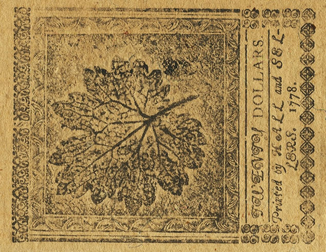 Back of United States pS176: 20 Dollars from 1778