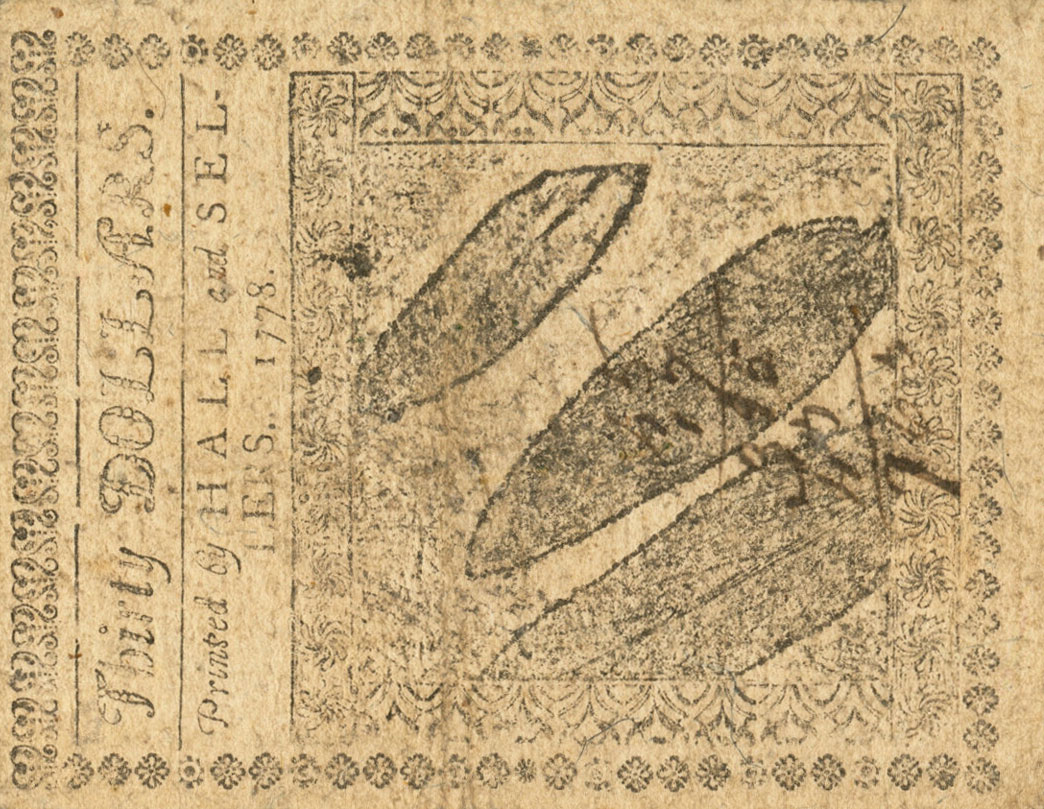 Back of United States pS177: 30 Dollars from 1778