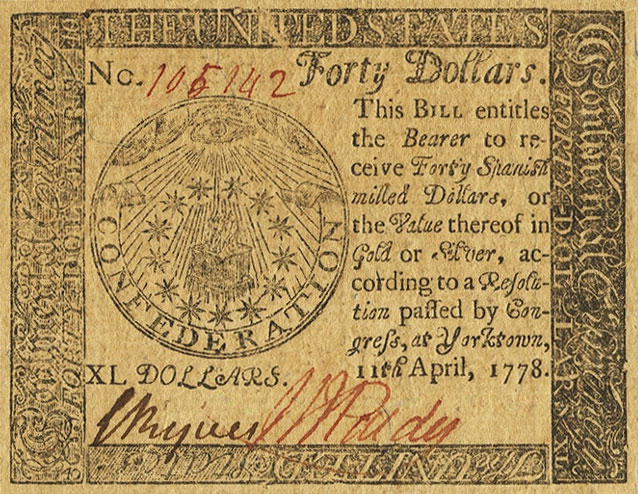 Front of United States pS178: 40 Dollars from 1778