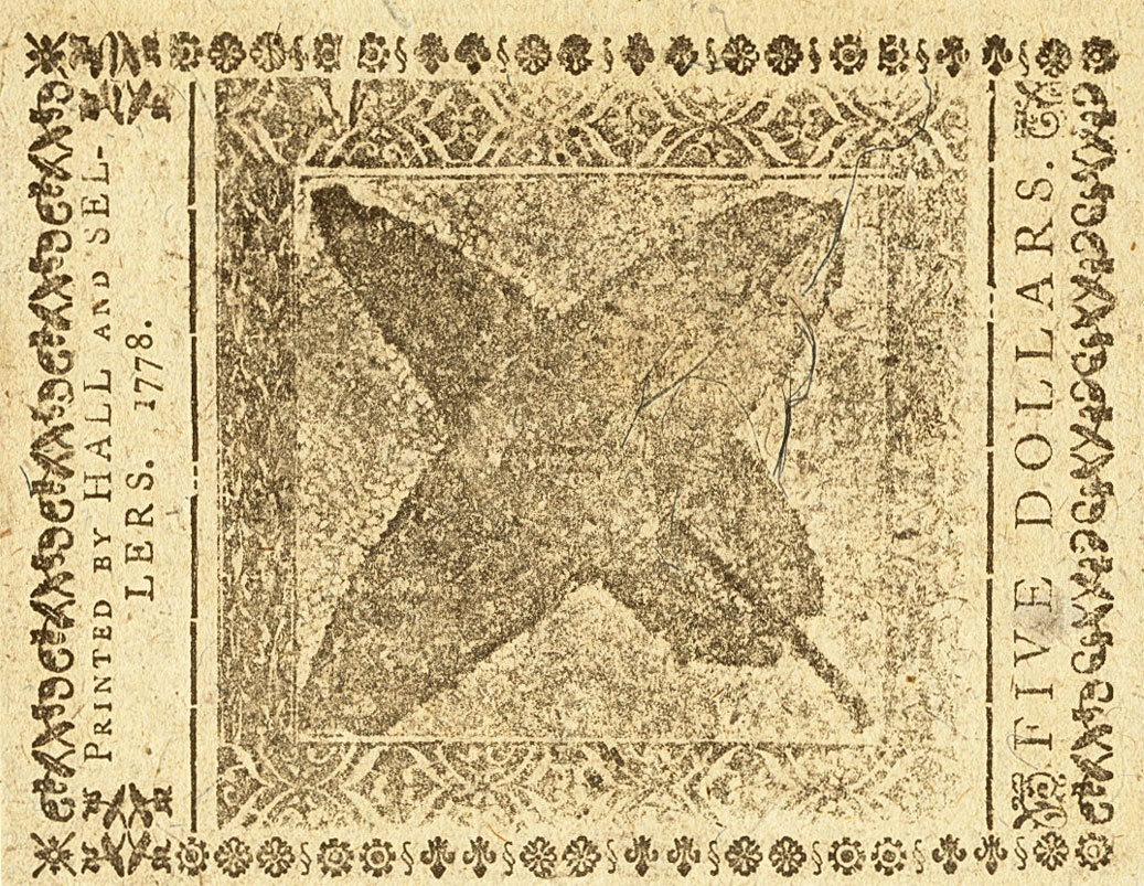 Back of United States pS179: 5 Dollars from 1778