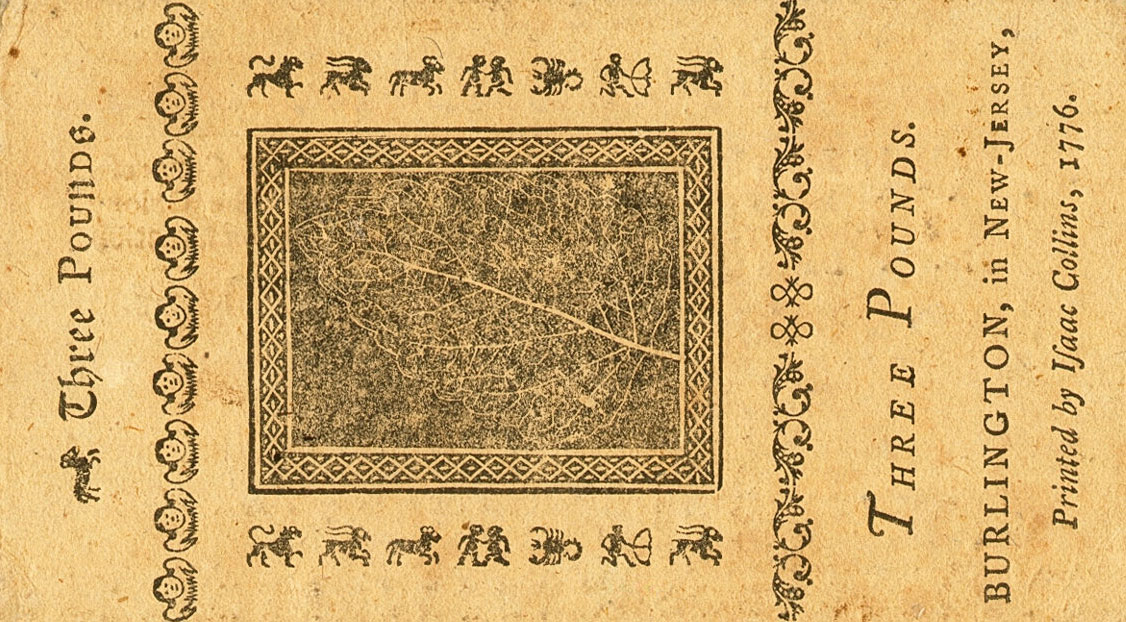 Back of United States pS1817: 3 Pounds from 1776