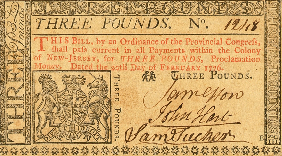 Front of United States pS1817: 3 Pounds from 1776