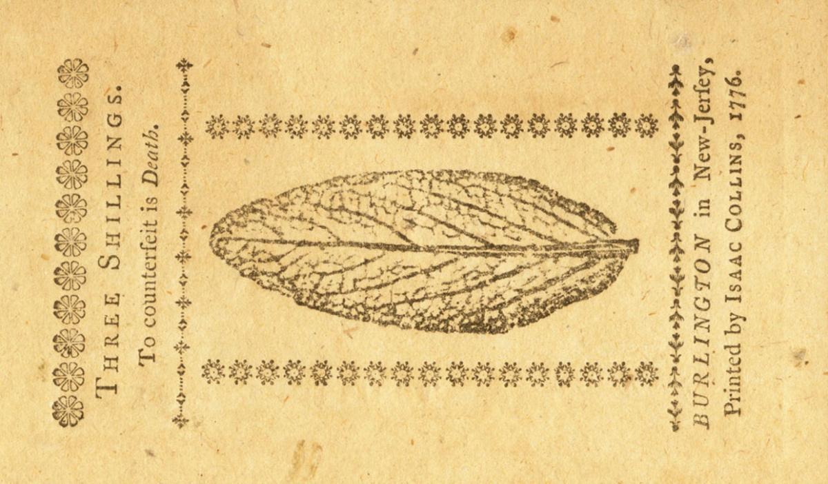 Back of United States pS1820: 3 Shillings from 1776