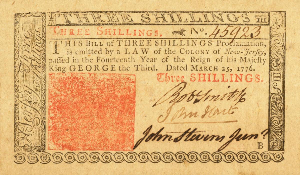 Front of United States pS1820: 3 Shillings from 1776
