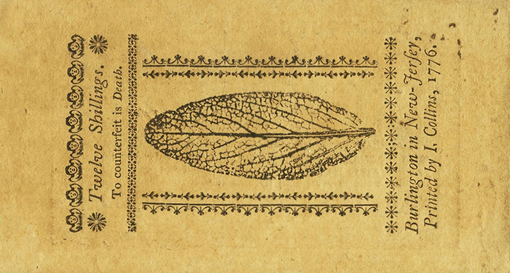 Back of United States pS1822: 12 Shillings from 1776