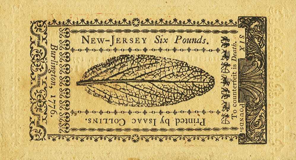 Back of United States pS1826: 6 Pounds from 1776