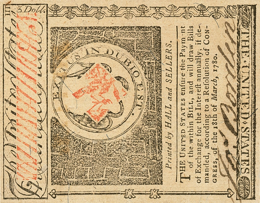 Back of United States pS1829: 3 Dollars from 1780