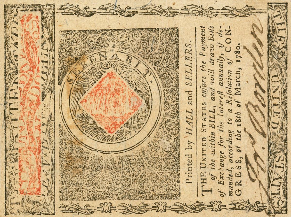 Back of United States pS1832: 7 Dollars from 1780