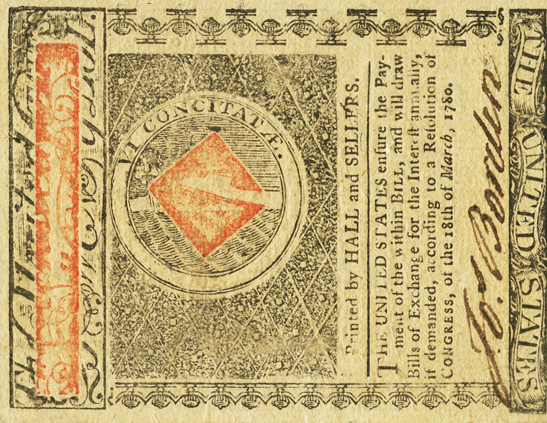 Back of United States pS1834: 20 Dollars from 1780