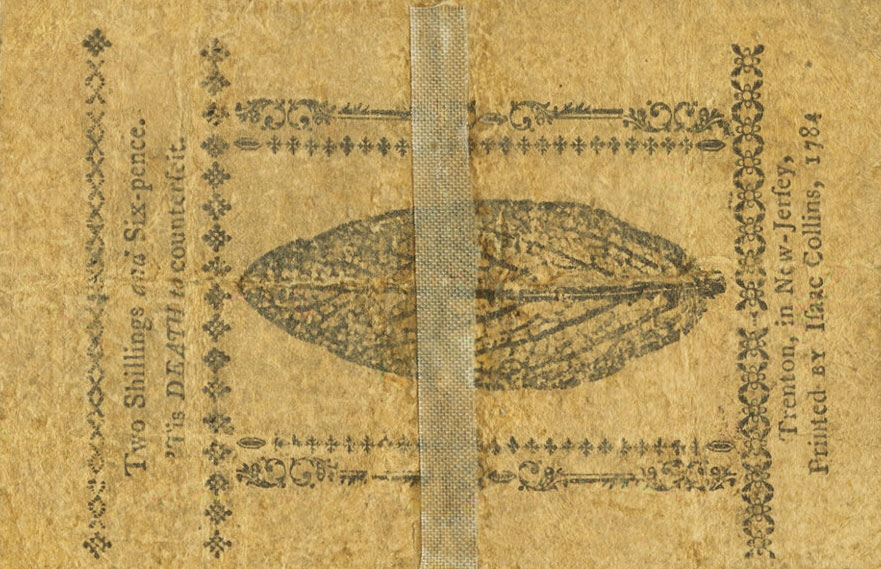Back of United States pS1845: 2 Shillings from 1784