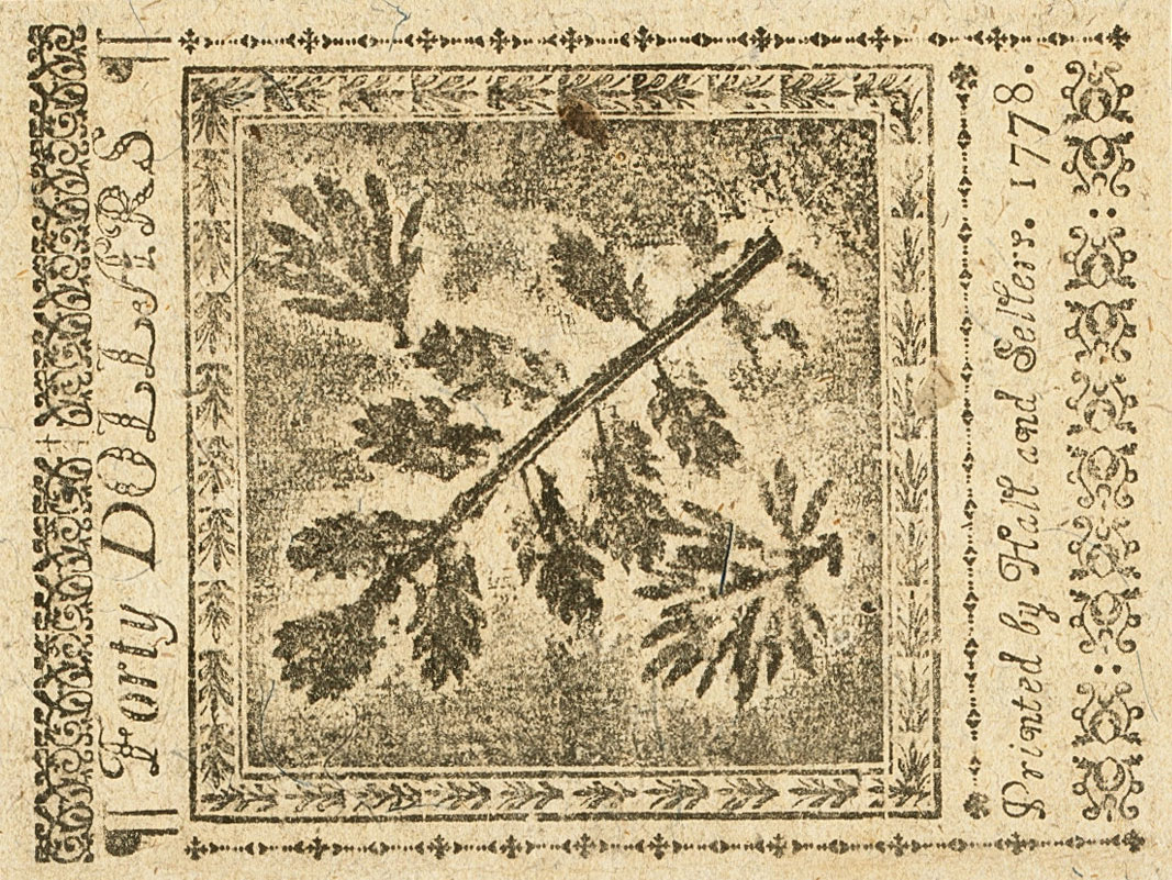 Back of United States pS184: 40 Dollars from 1778