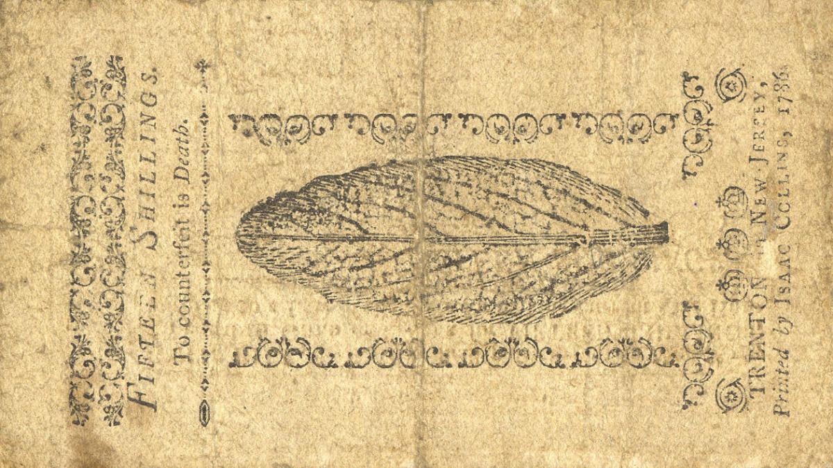 Back of United States pS1858: 15 Shillings from 1786