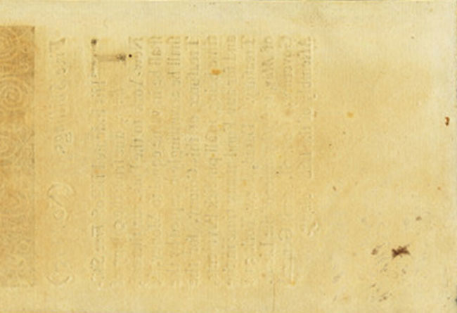 Back of United States pS1862: 5 Shillings from 1709