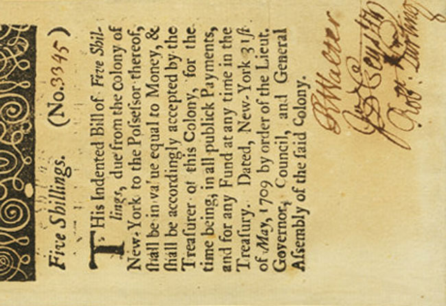 Front of United States pS1862: 5 Shillings from 1709